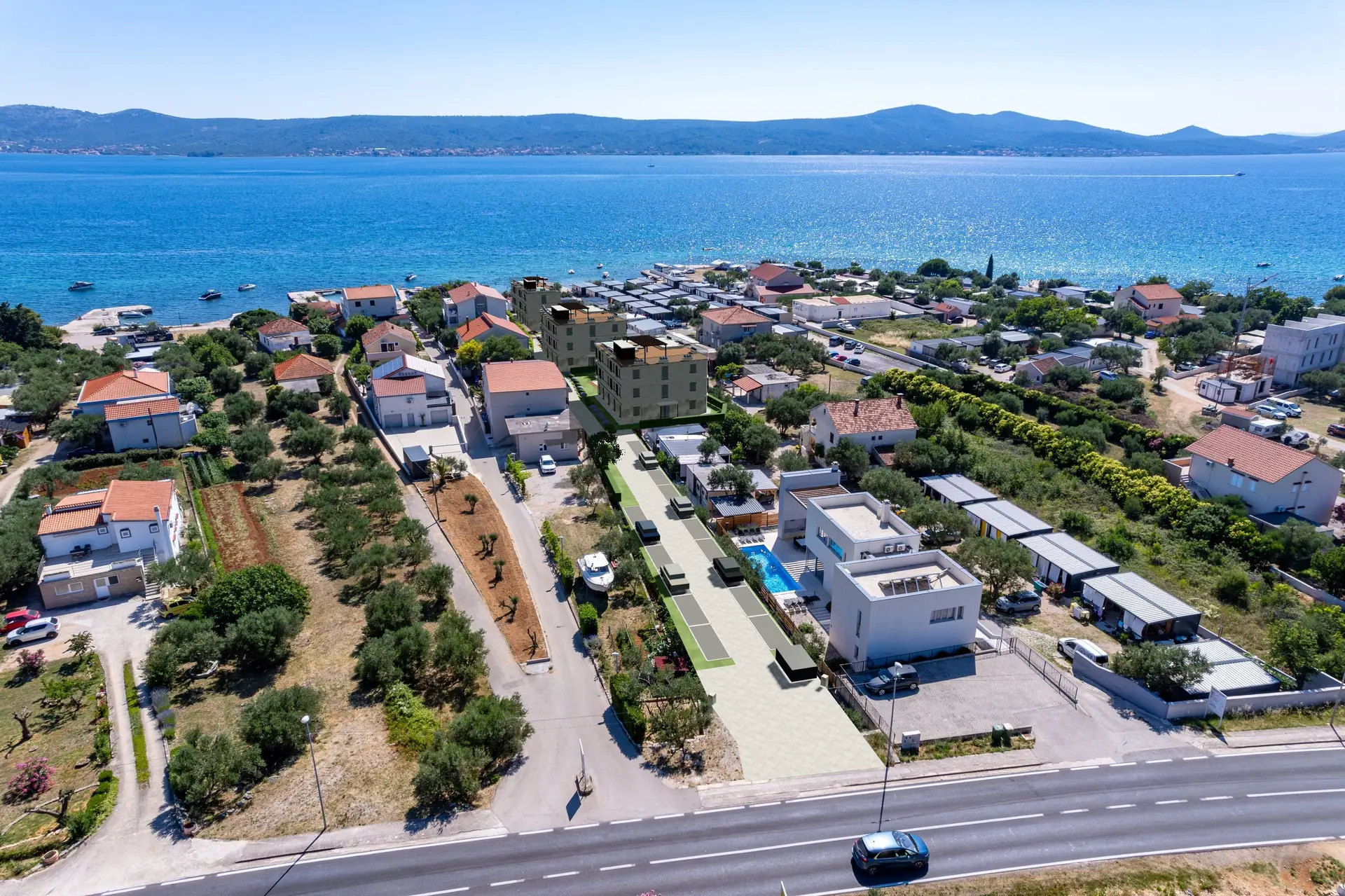 Fotomontaža, pogled s ceste D8