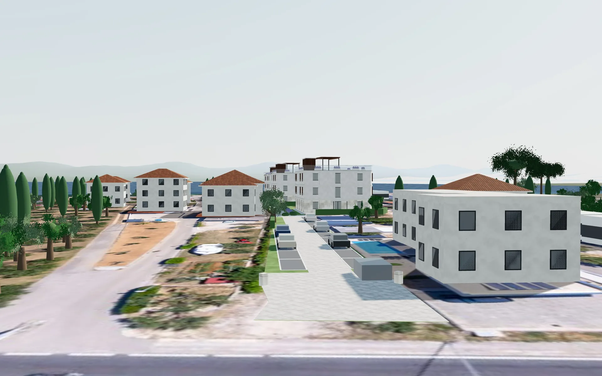 Ulaz s ceste D8 i 16 parkirnih mjesta
